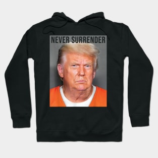 Never Surrender, Donald Trump Mug Shot Hoodie